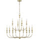 Savanne 12 Light 33.9 inch Vintage Brass Chandelier Ceiling Light